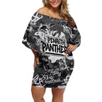 Penrith Panthers Rugby Off Shoulder Short Dress Graffiti Typography Urban Camo Abstract Street Style
