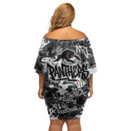 Penrith Panthers Rugby Off Shoulder Short Dress Graffiti Typography Urban Camo Abstract Street Style
