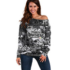 Penrith Panthers Rugby Off Shoulder Sweater Graffiti Typography Urban Camo Abstract Street Style