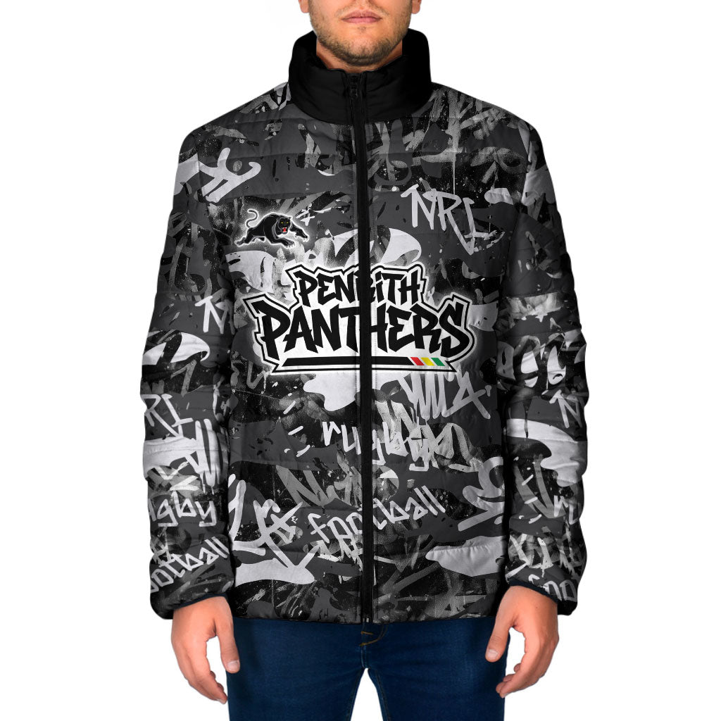 Penrith Panthers Rugby Padded Jacket Graffiti Typography Urban Camo Abstract Street Style