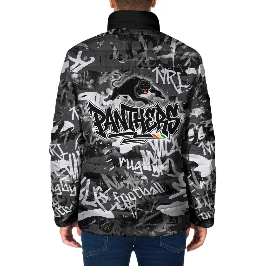 Penrith Panthers Rugby Padded Jacket Graffiti Typography Urban Camo Abstract Street Style