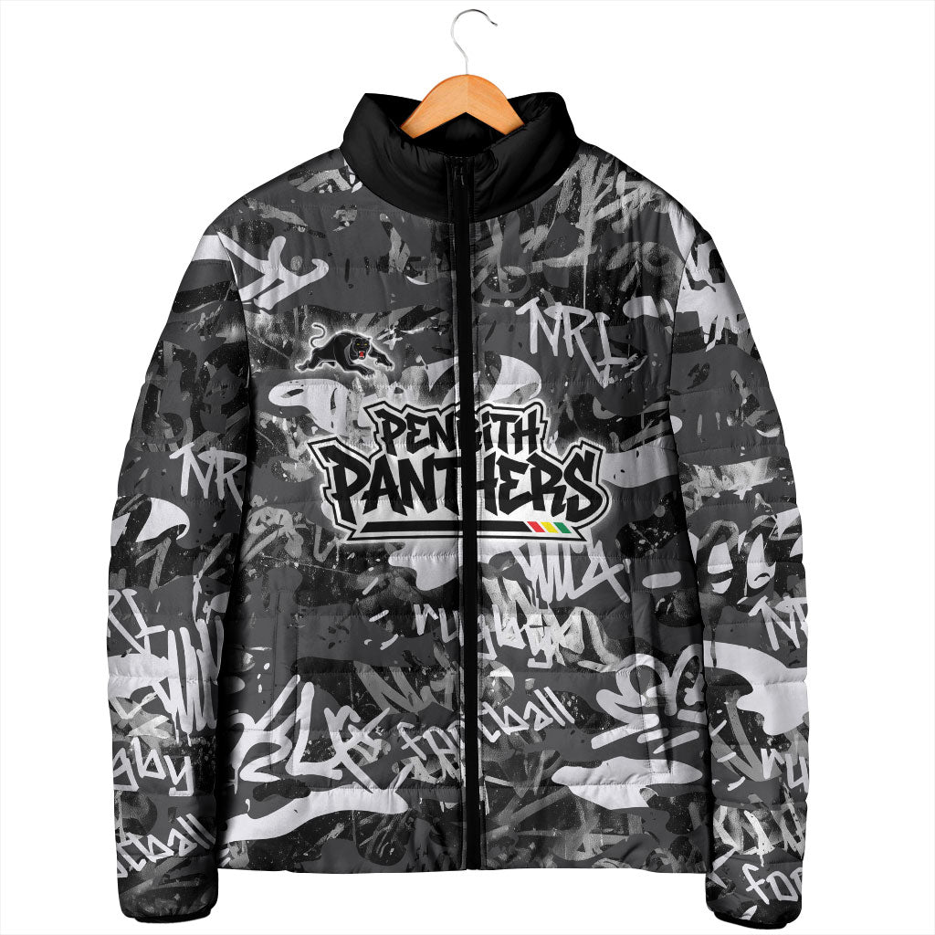 Penrith Panthers Rugby Padded Jacket Graffiti Typography Urban Camo Abstract Street Style