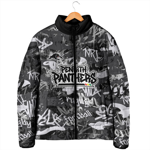 Penrith Panthers Rugby Padded Jacket Graffiti Typography Urban Camo Abstract Street Style
