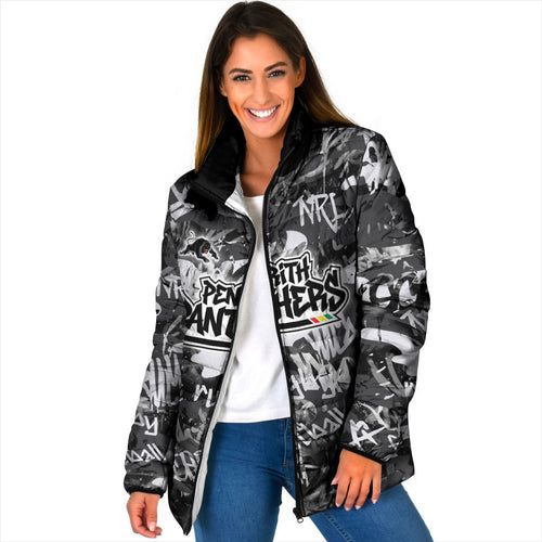 Penrith Panthers Rugby Padded Jacket Graffiti Typography Urban Camo Abstract Street Style