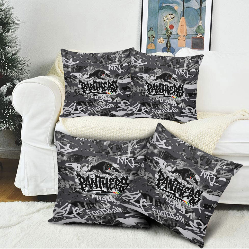Penrith Panthers Rugby Pillow Cover Graffiti Typography Urban Camo Abstract Street Style