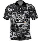 Penrith Panthers Rugby Polo Shirt Graffiti Typography Urban Camo Abstract Street Style