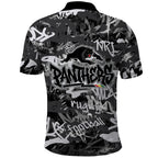 Penrith Panthers Rugby Polo Shirt Graffiti Typography Urban Camo Abstract Street Style