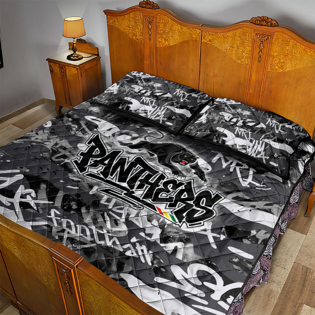 Penrith Panthers Rugby Quilt Bed Set Graffiti Typography Urban Camo Abstract Street Style