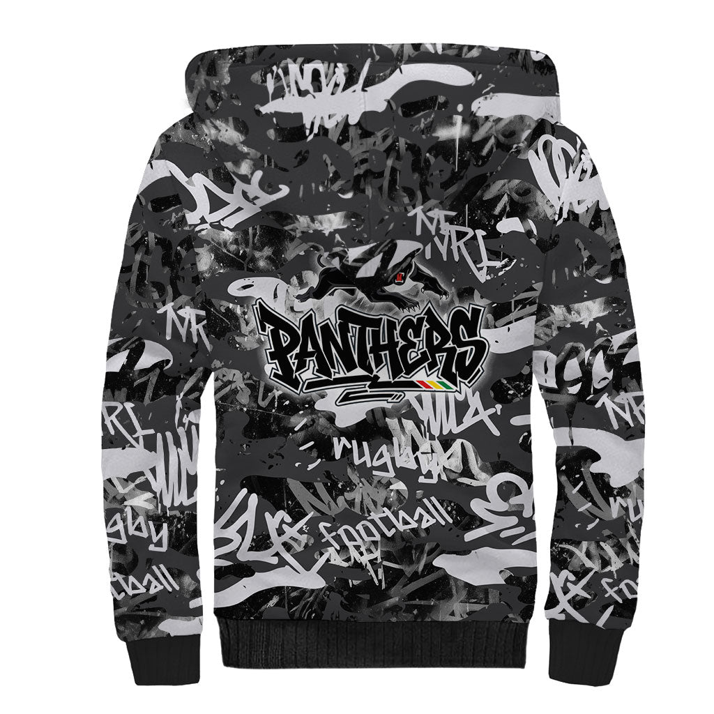 Penrith Panthers Rugby Sherpa Hoodie Graffiti Typography Urban Camo Abstract Street Style