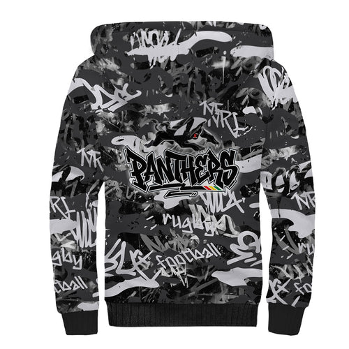 Penrith Panthers Rugby Sherpa Hoodie Graffiti Typography Urban Camo Abstract Street Style