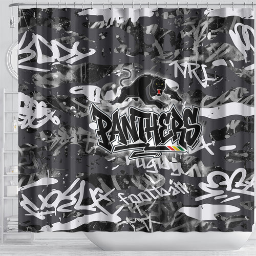 Penrith Panthers Rugby Shower Curtain Graffiti Typography Urban Camo Abstract Street Style