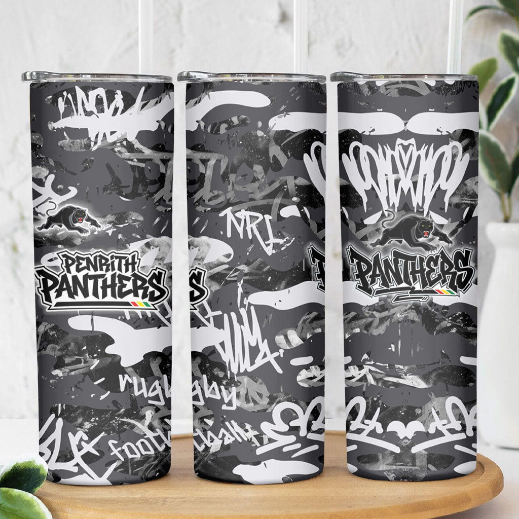 Penrith Panthers Rugby Skinny Tumbler Graffiti Typography Urban Camo Abstract Street Style