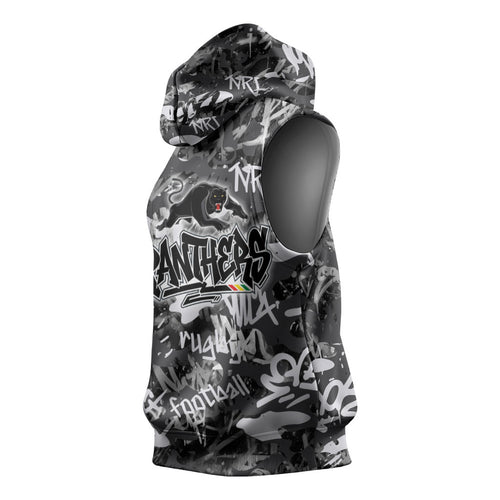 Penrith Panthers Rugby Sleeveless Hoodie Graffiti Typography Urban Camo Abstract Street Style