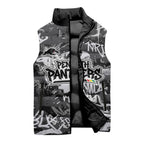 Penrith Panthers Rugby Sleeveless Puffer Jacket Graffiti Typography Urban Camo Abstract Street Style