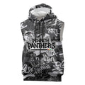 Penrith Panthers Rugby Sleeveless Zip Hoodie Graffiti Typography Urban Camo Abstract Street Style