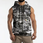 Penrith Panthers Rugby Sleeveless Zip Hoodie Graffiti Typography Urban Camo Abstract Street Style