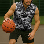 Penrith Panthers Rugby Sleeveless Zip Hoodie Graffiti Typography Urban Camo Abstract Street Style