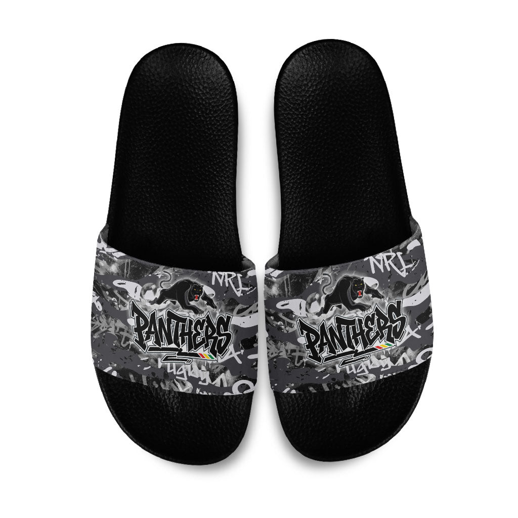 Penrith Panthers Rugby Slide Sandals Graffiti Typography Urban Camo Abstract Street Style