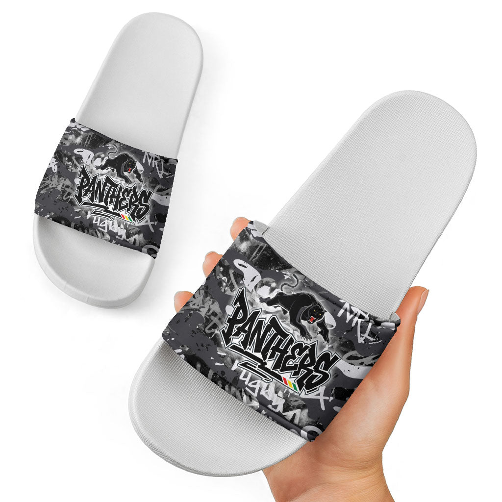 Penrith Panthers Rugby Slide Sandals Graffiti Typography Urban Camo Abstract Street Style