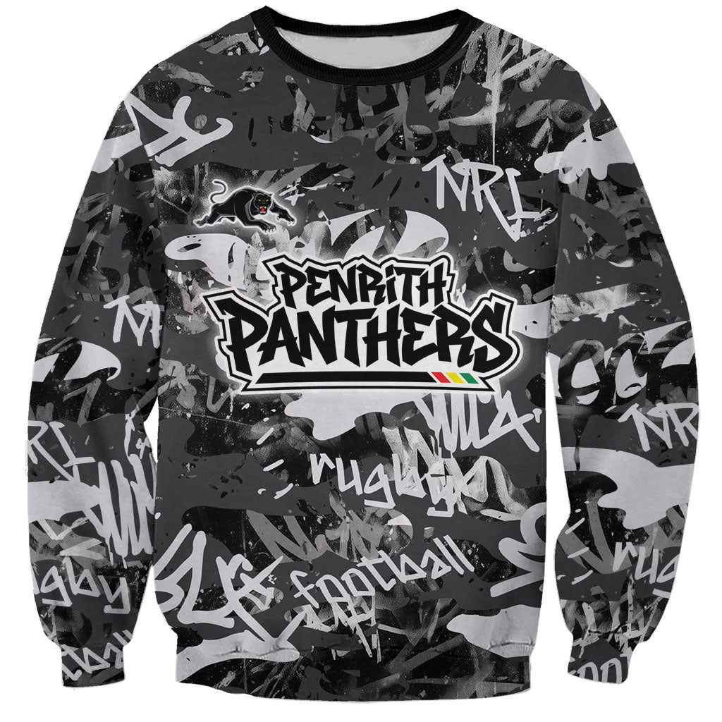 Penrith Panthers Rugby Sweatshirt Graffiti Typography Urban Camo Abstract Street Style