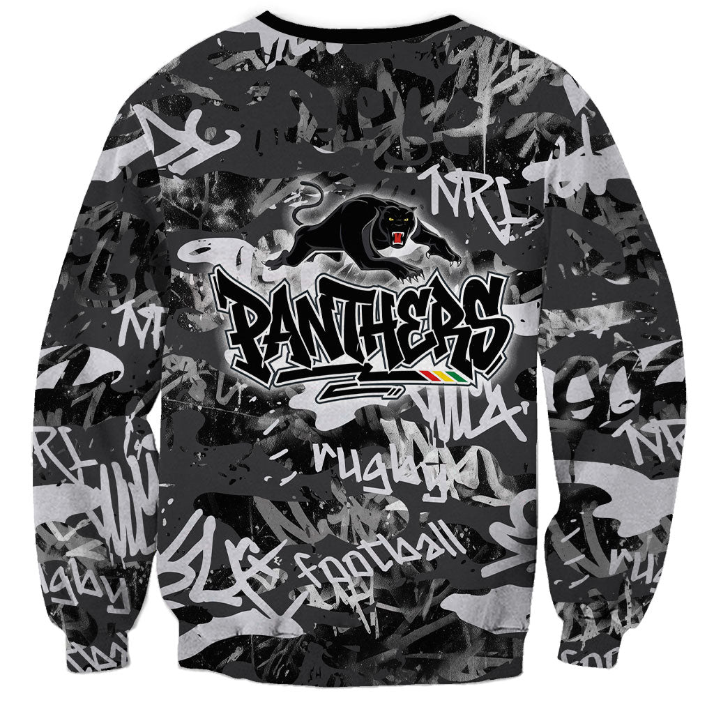 Penrith Panthers Rugby Sweatshirt Graffiti Typography Urban Camo Abstract Street Style