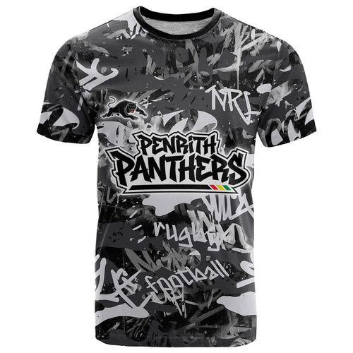 Penrith Panthers Rugby T Shirt Graffiti Typography Urban Camo Abstract Street Style