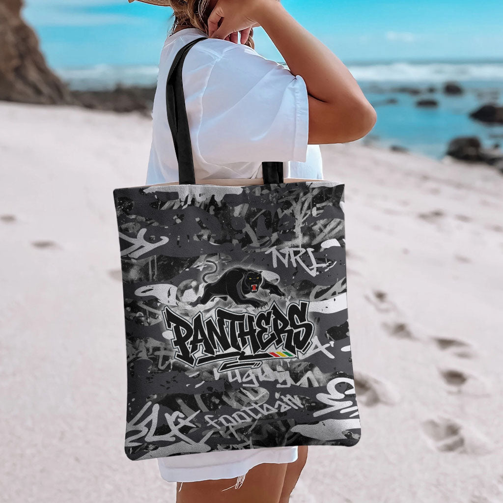 Penrith Panthers Rugby Tote Bag Graffiti Typography Urban Camo Abstract Street Style