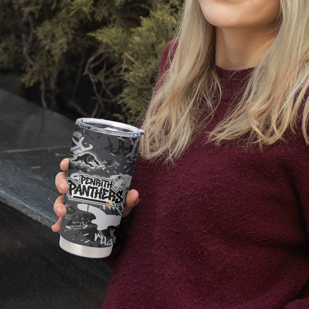 Penrith Panthers Rugby Tumbler Cup Graffiti Typography Urban Camo Abstract Street Style