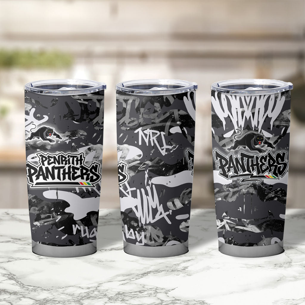Penrith Panthers Rugby Tumbler Cup Graffiti Typography Urban Camo Abstract Street Style