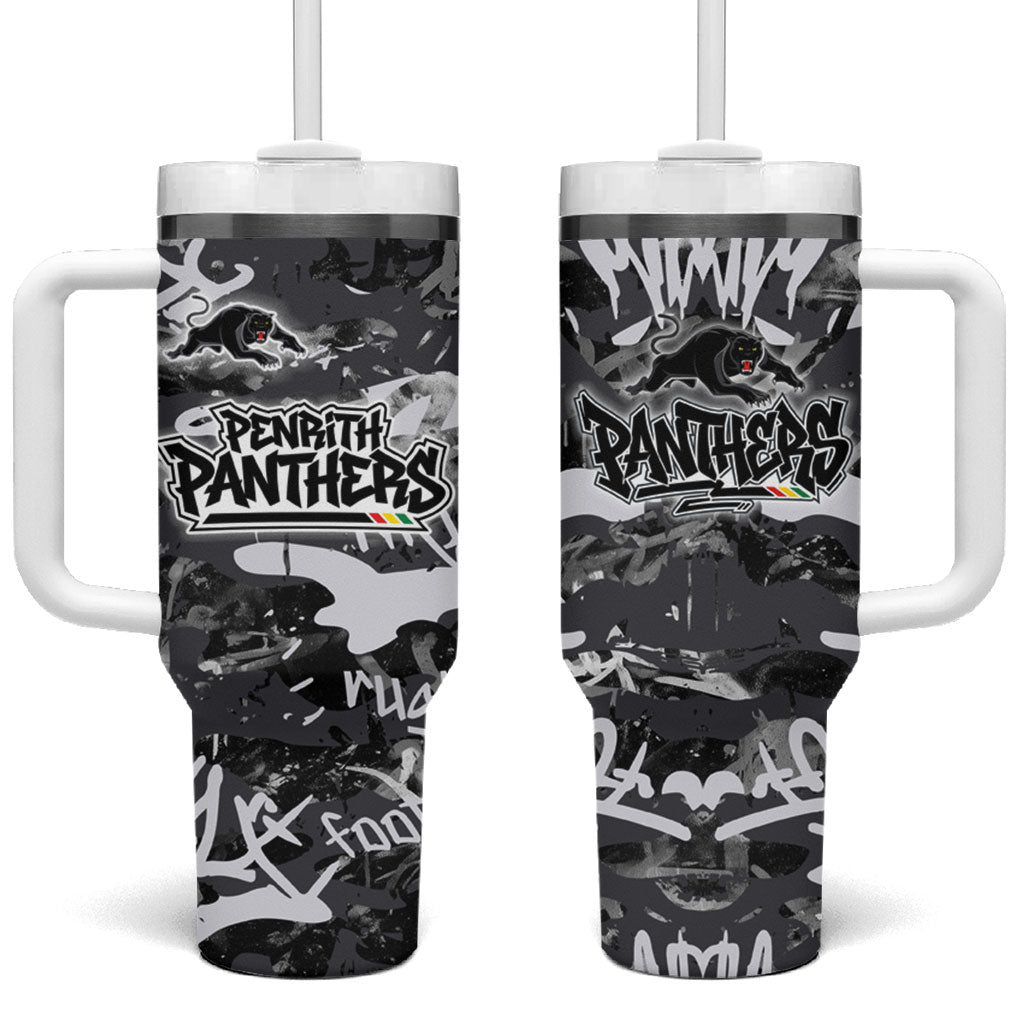 Penrith Panthers Rugby Tumbler With Handle Graffiti Typography Urban Camo Abstract Street Style