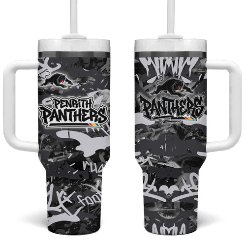 Penrith Panthers Rugby Tumbler With Handle Graffiti Typography Urban Camo Abstract Street Style