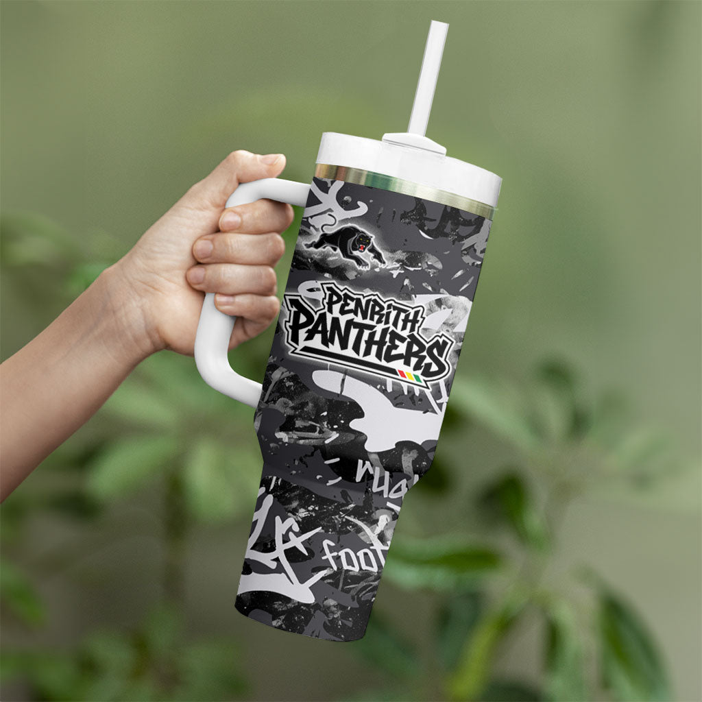 Penrith Panthers Rugby Tumbler With Handle Graffiti Typography Urban Camo Abstract Street Style