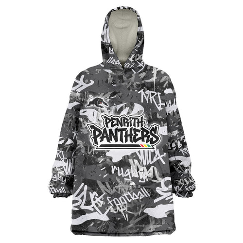 Penrith Panthers Rugby Wearable Blanket Hoodie Graffiti Typography Urban Camo Abstract Street Style