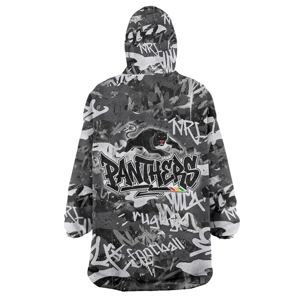 Penrith Panthers Rugby Wearable Blanket Hoodie Graffiti Typography Urban Camo Abstract Street Style