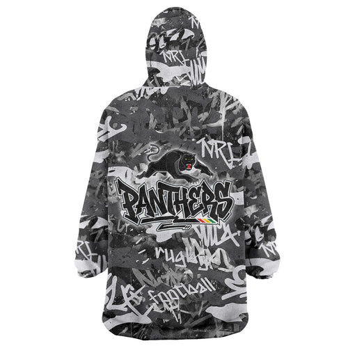 Penrith Panthers Rugby Wearable Blanket Hoodie Graffiti Typography Urban Camo Abstract Street Style