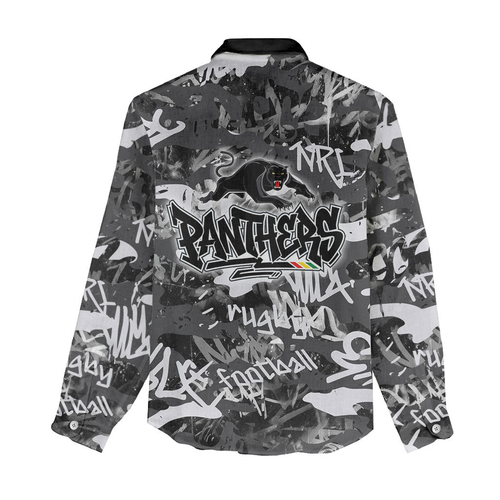 Penrith Panthers Rugby Women Casual Shirt Graffiti Typography Urban Camo Abstract Street Style