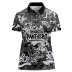 Penrith Panthers Rugby Women Polo Shirt Graffiti Typography Urban Camo Abstract Street Style