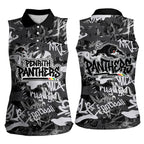 Penrith Panthers Rugby Women Sleeveless Polo Shirt Graffiti Typography Urban Camo Abstract Street Style