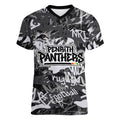 Penrith Panthers Rugby Women V-Neck T-Shirt Graffiti Typography Urban Camo Abstract Street Style
