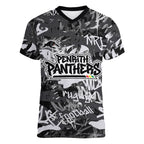 Penrith Panthers Rugby Women V-Neck T-Shirt Graffiti Typography Urban Camo Abstract Street Style