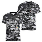 Penrith Panthers Rugby Women V-Neck T-Shirt Graffiti Typography Urban Camo Abstract Street Style