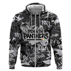 Penrith Panthers Rugby Zip Hoodie Graffiti Typography Urban Camo Abstract Street Style