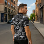 Penrith Panthers Rugby Zipper Polo Shirt Graffiti Typography Urban Camo Abstract Street Style