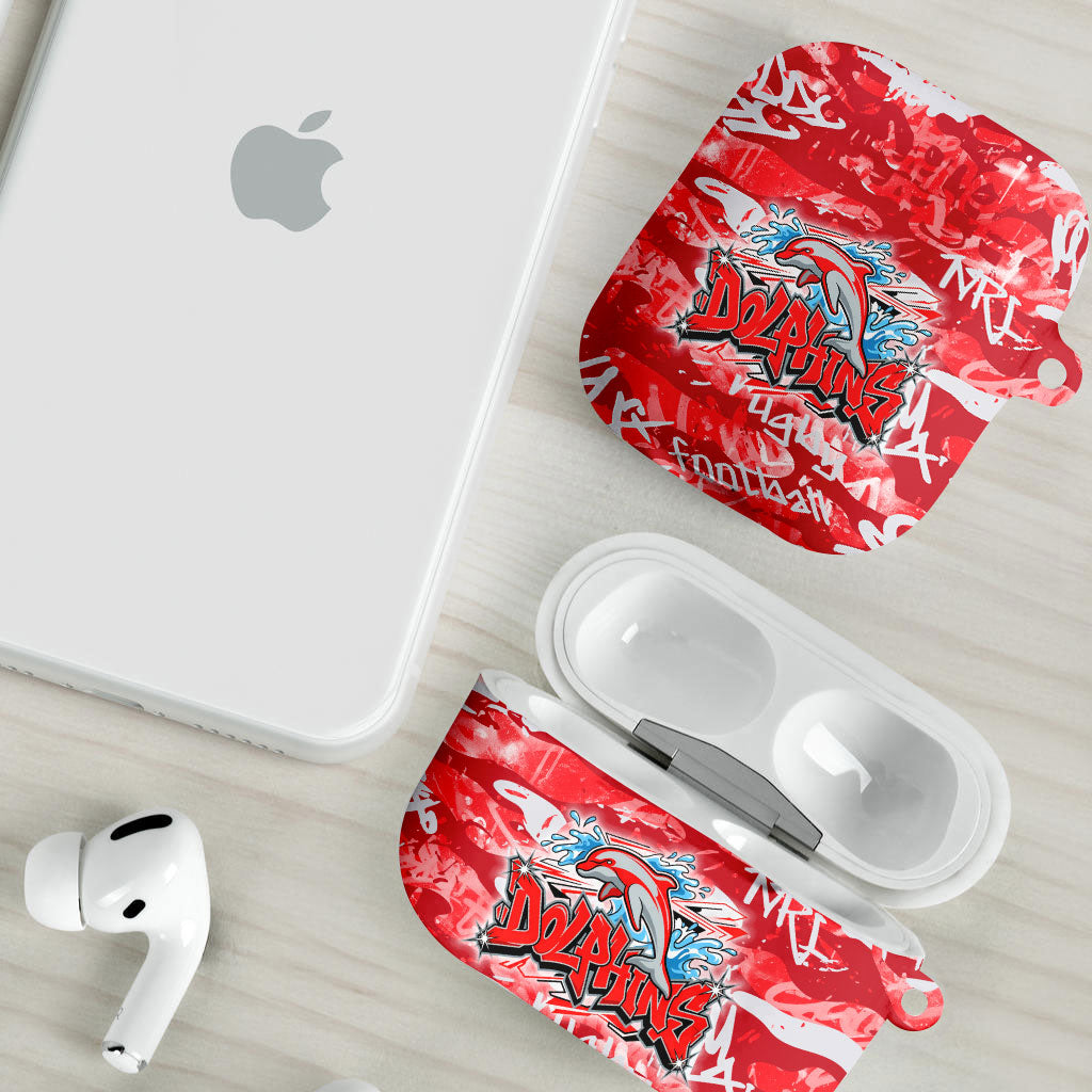 Dolphins Rugby AirPods Case Graffiti Typography Urban Camo Abstract Street Style
