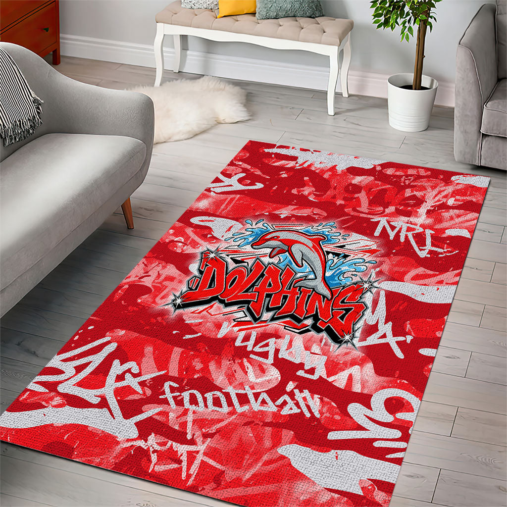 Dolphins Rugby Area Rug Graffiti Typography Urban Camo Abstract Street Style