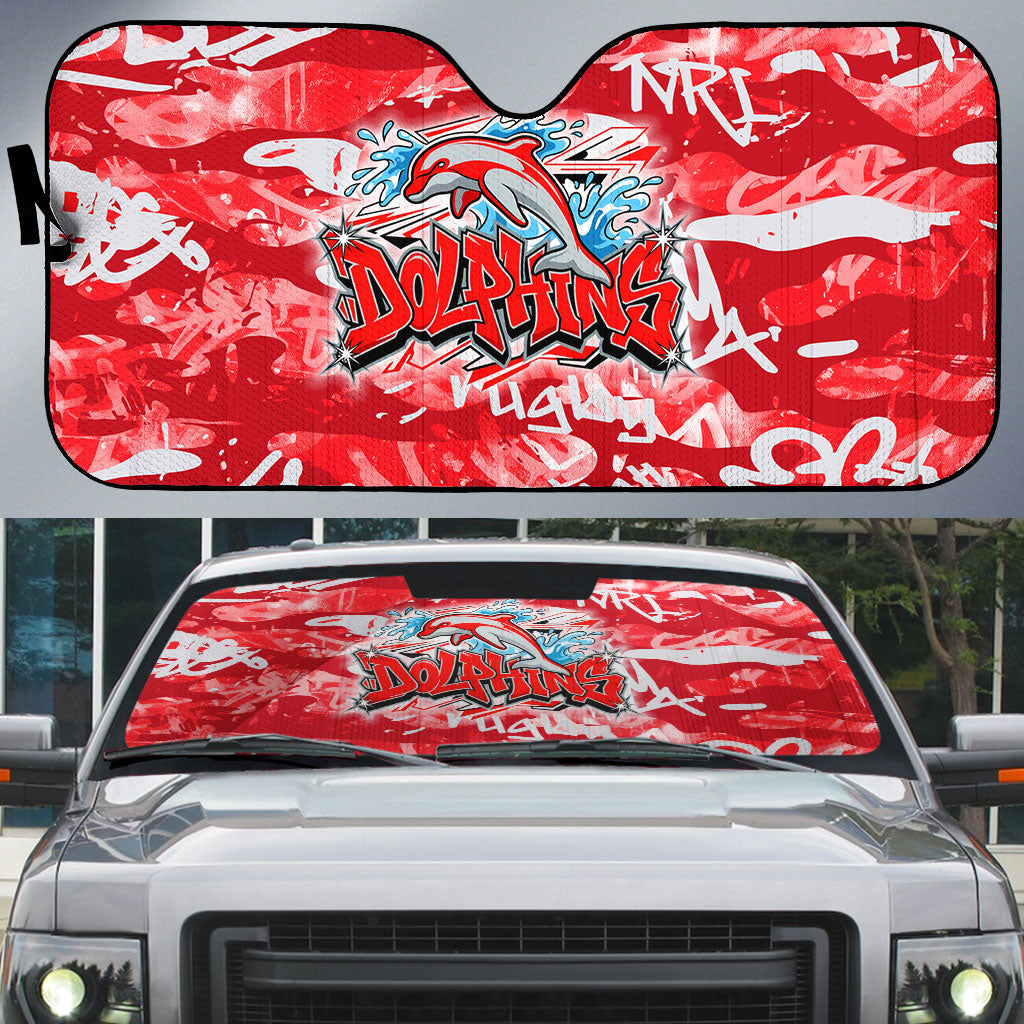 Dolphins Rugby Auto Sun Shade Graffiti Typography Urban Camo Abstract Street Style