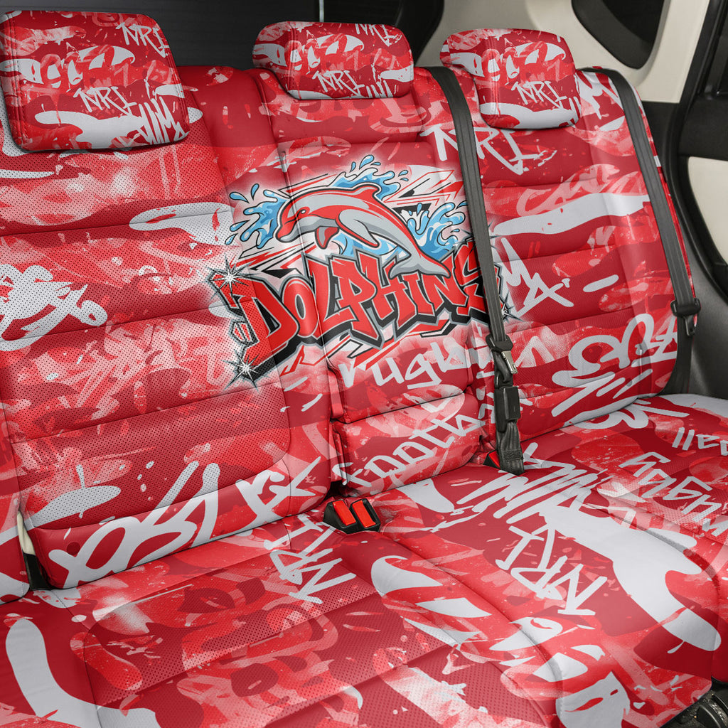 Dolphins Rugby Back Car Seat Cover Graffiti Typography Urban Camo Abstract Street Style