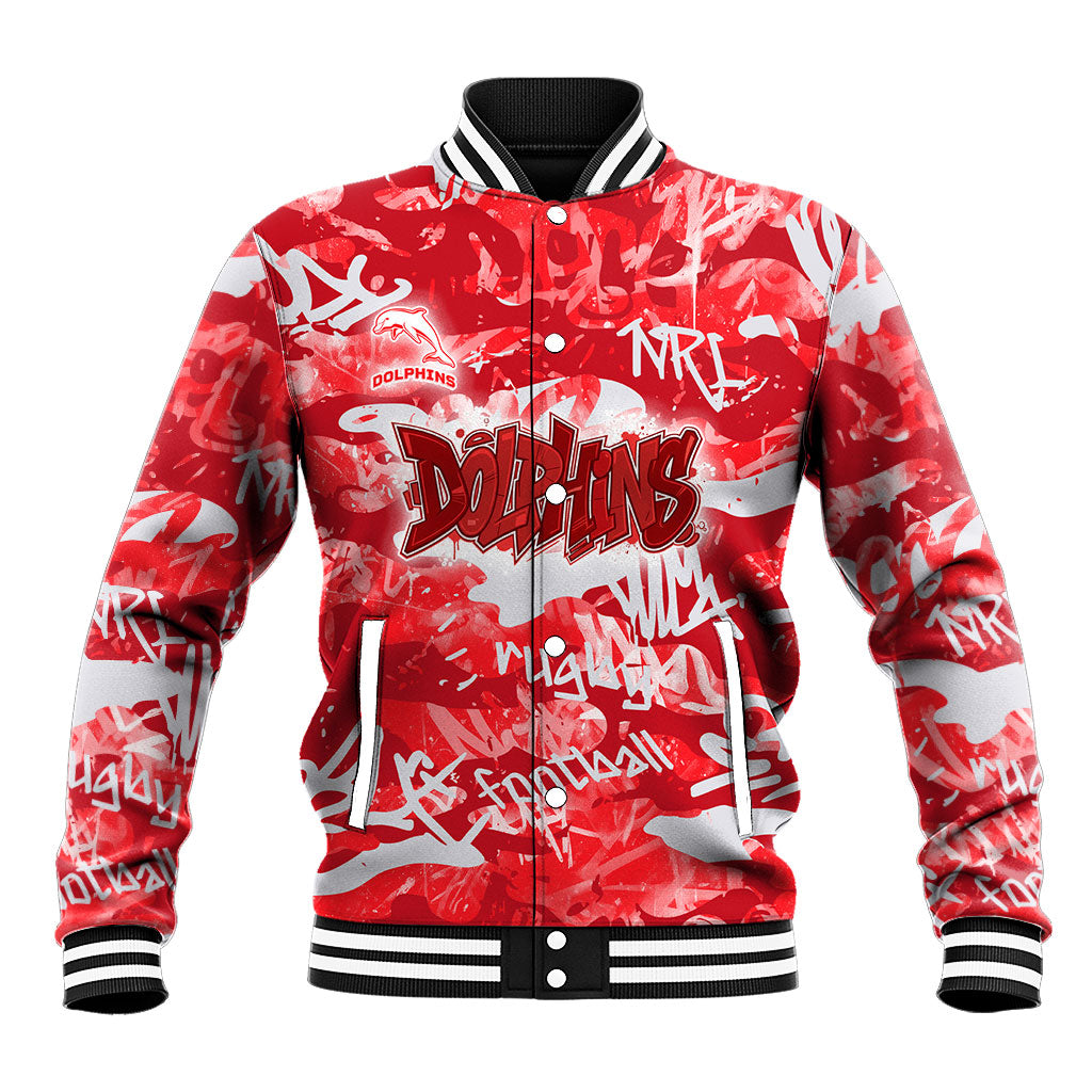 Dolphins Rugby Baseball Jacket Graffiti Typography Urban Camo Abstract Street Style