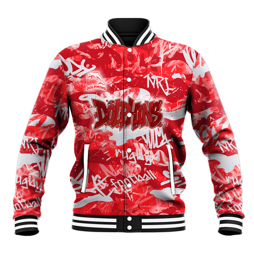 Dolphins Rugby Baseball Jacket Graffiti Typography Urban Camo Abstract Street Style