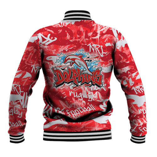 Dolphins Rugby Baseball Jacket Graffiti Typography Urban Camo Abstract Street Style